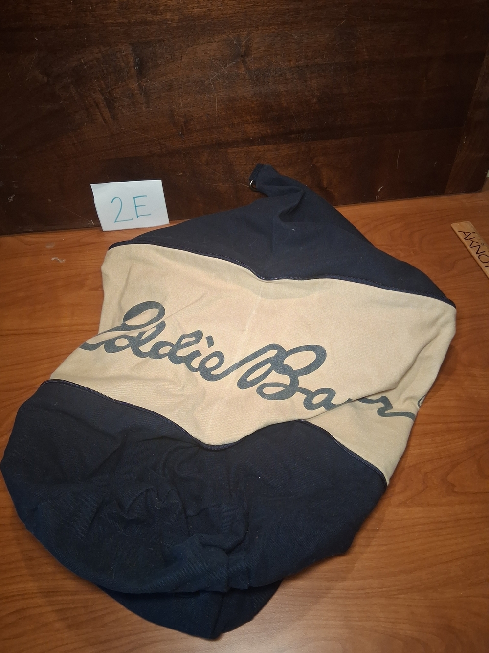 Eddie Bauer Navy and Beige Laundry Duffle Bag Zippered